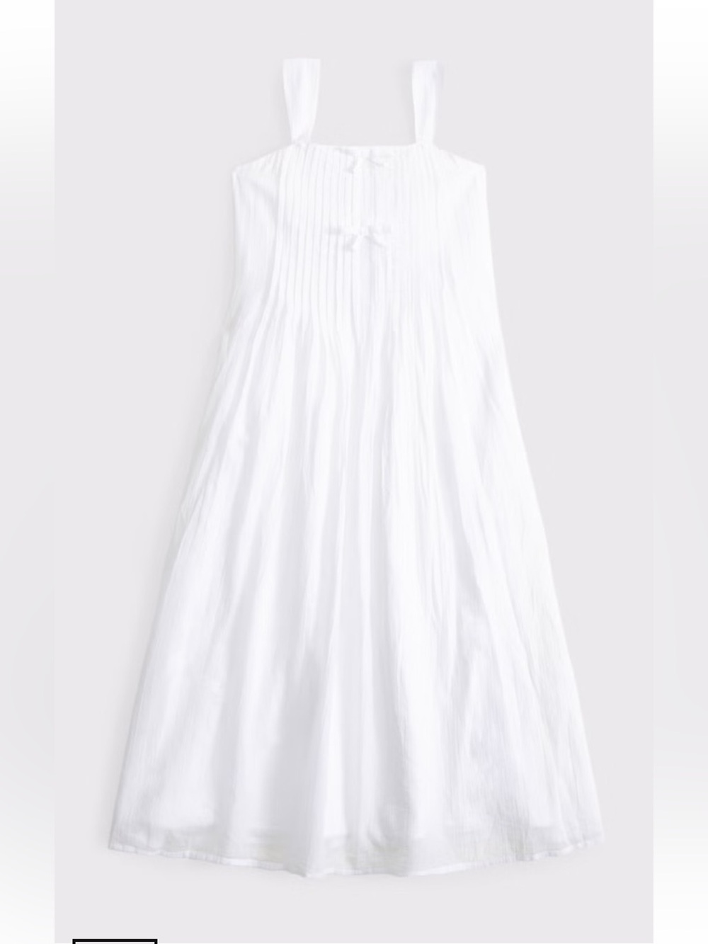 Abercrombie girls bow pleated maxi dress in white 100% cotton size 15/16